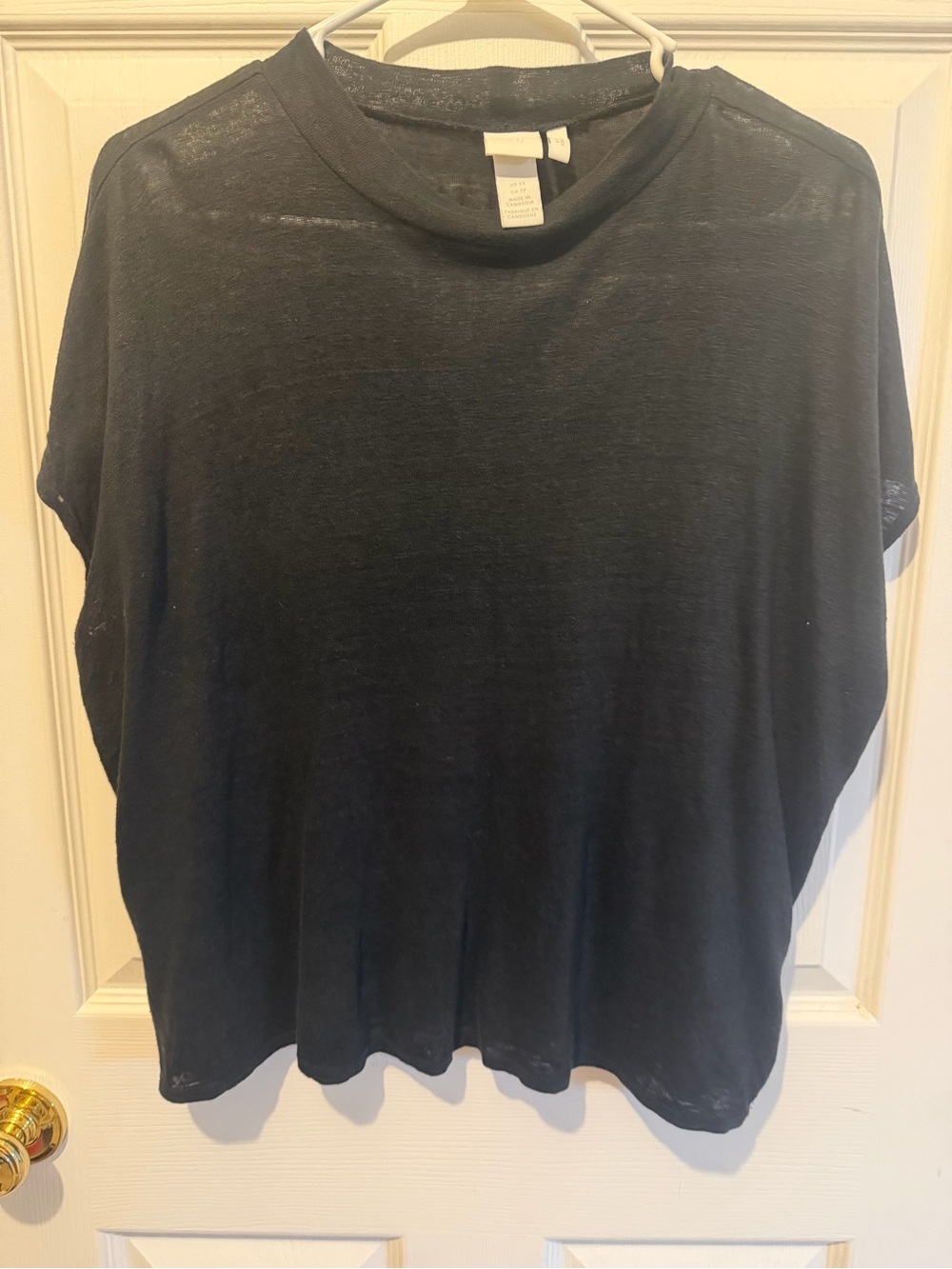 H&M Black Short-Sleeve linen blouse